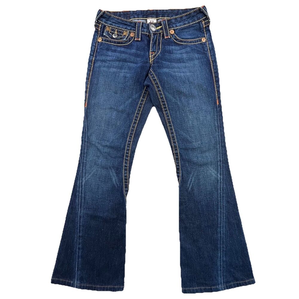 True Religion Billy Big T Jeans Women Size 26 Bootcut Embroidered Pocket Flaps